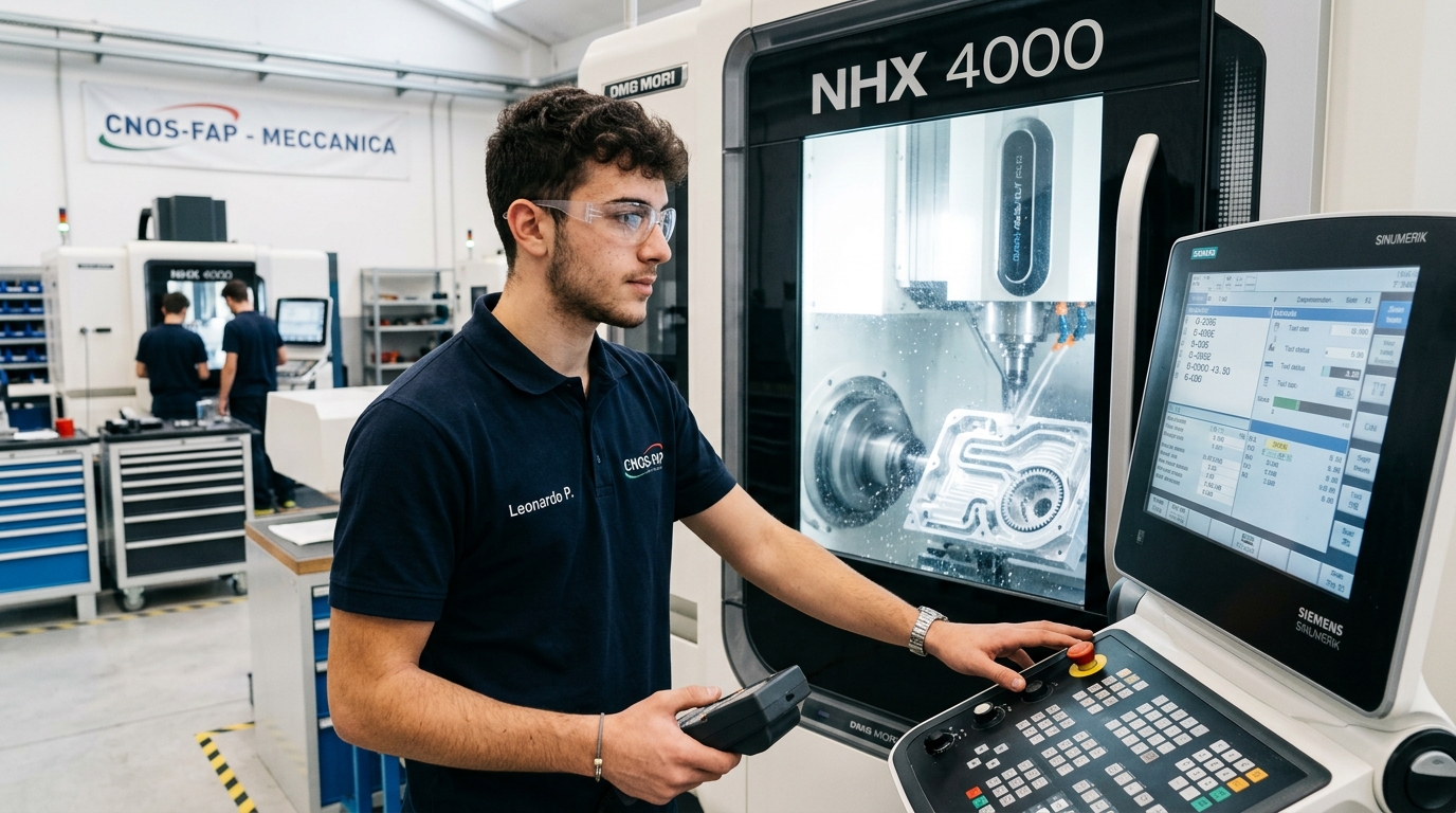 Allievo IeFP Operatore Meccanico mentre lavora alla macchina CNC - CNOS-FAP Abruzzo